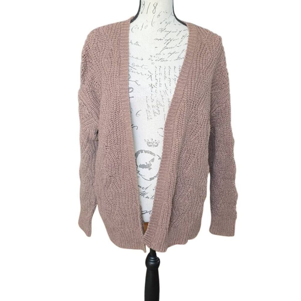 Universal Thread Women's Size Large Lt Brown Chunky Open Front Cardigan Sweater
